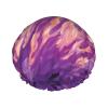 Reusable Shower Cap with Fiery Purple Flames, Double-Layer, Waterproof, Elastic, Eco-Friendly view 1