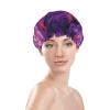 Reusable Shower Cap with Fiery Purple Flames, Double-Layer, Waterproof, Elastic, Eco-Friendly view 3