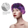 Reusable Shower Cap with Fiery Purple Flames, Double-Layer, Waterproof, Elastic, Eco-Friendly view 4