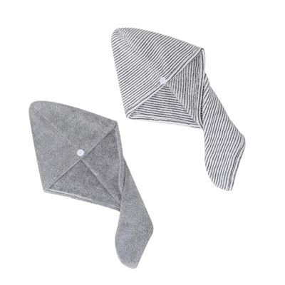 Quick-Drying Hair Turban, 2-Pack, Coral Fleece
