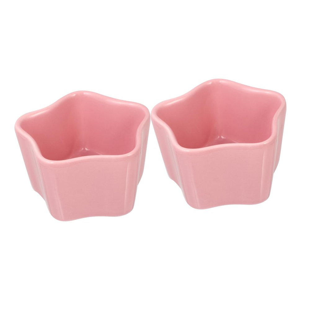 Levemolo 2-Piece Ceramic Food Bowls for Hamsters and Rabbits, Star-Shaped, Smooth, Easy to Clean, Tip-Resistant