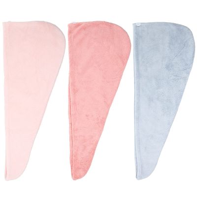 FRCOLOR 3-Pack Coral Fleece Hair-Drying Caps, Highly Absorbent, Quick-Drying Hair Towels for Women