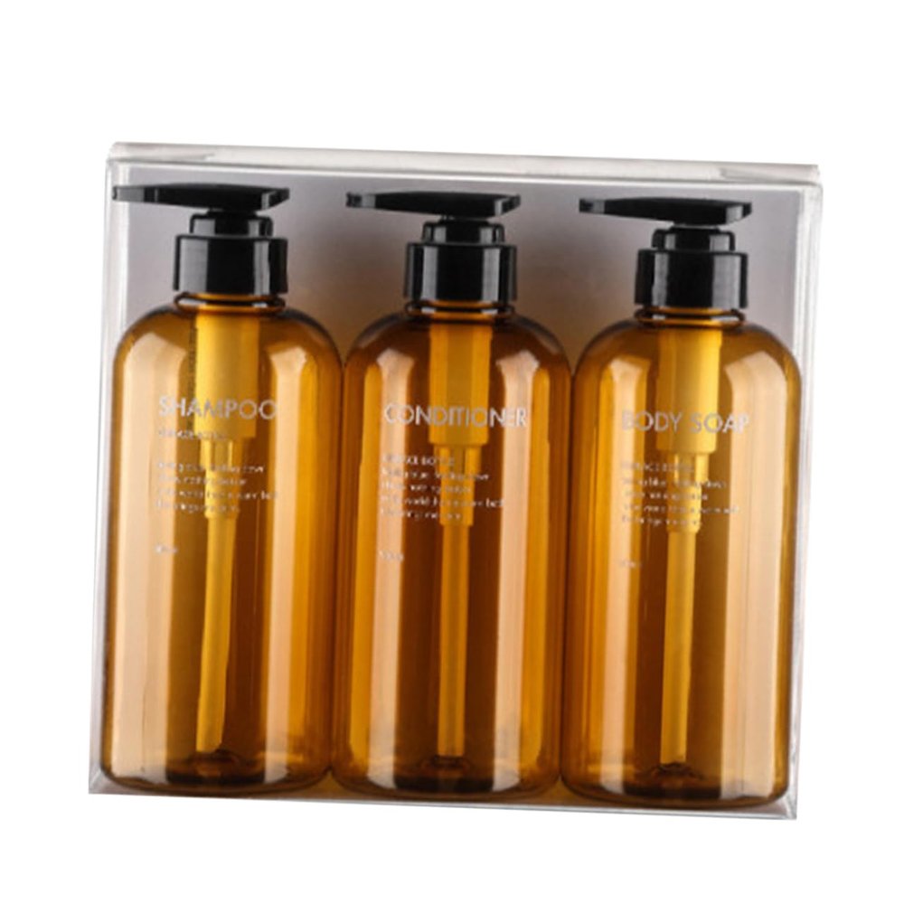 3-Pack 500 ml Pump Bottles, Brown Plastic Lotion Bottles