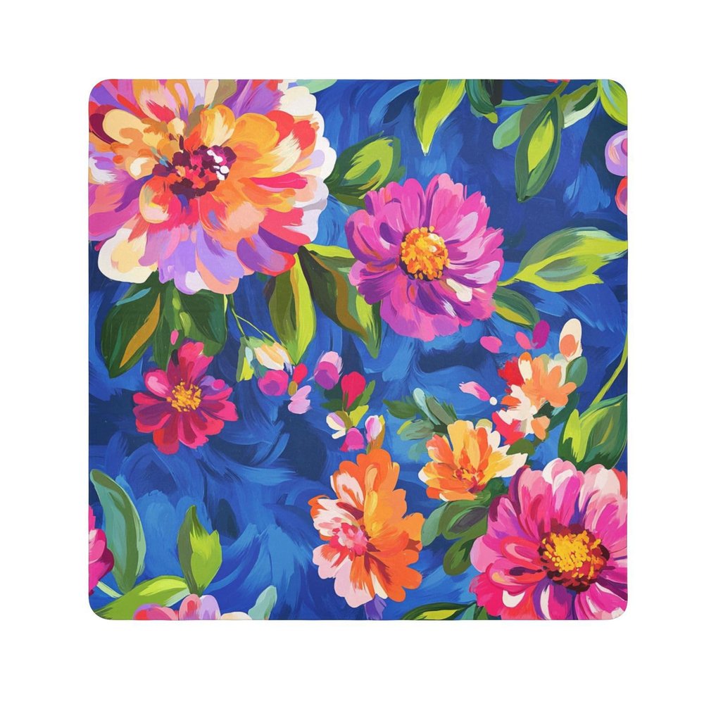 Yoogain Personalized Travel Bag, Carnation, Zinnia and Peony Design, Royal Blue, Camera Lens Cloth, Portable Travel Organizer, 55 x 55 cm