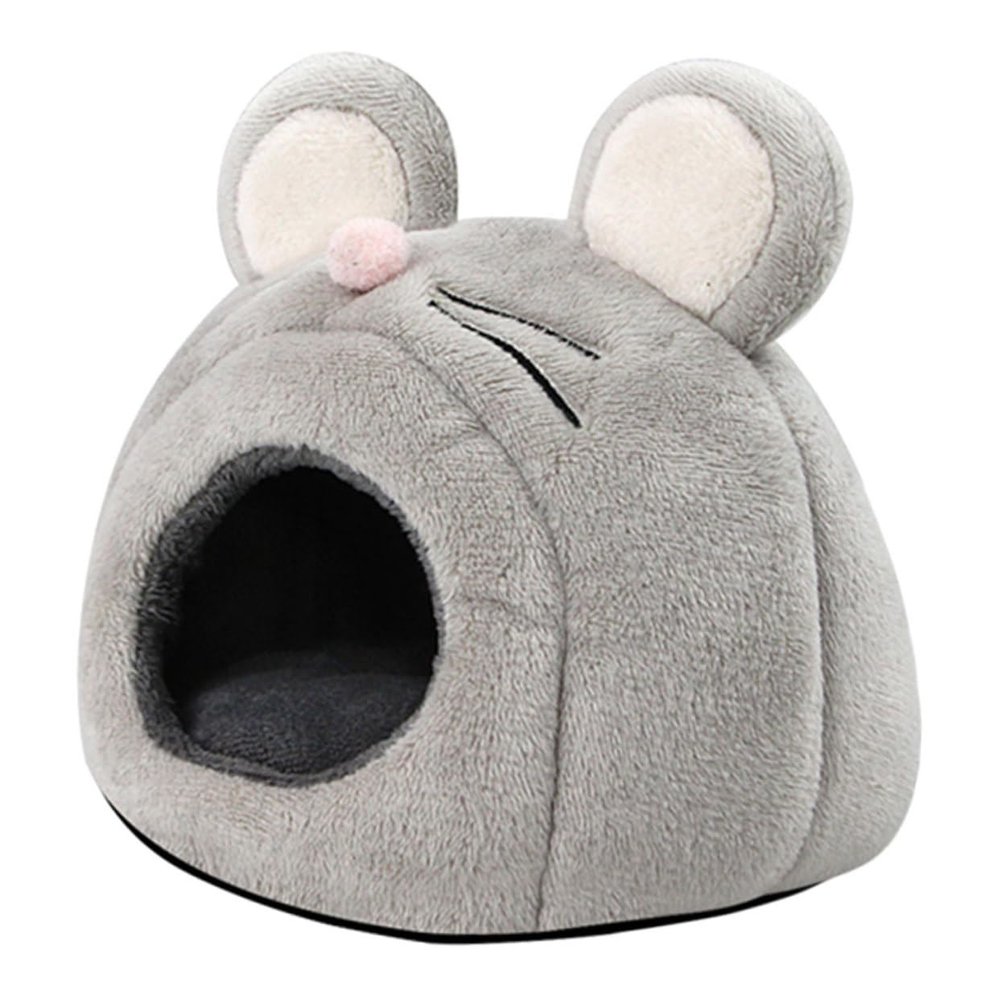 Mouse-Shaped Hamster Bed, Windproof Plush Cotton Sleeping House