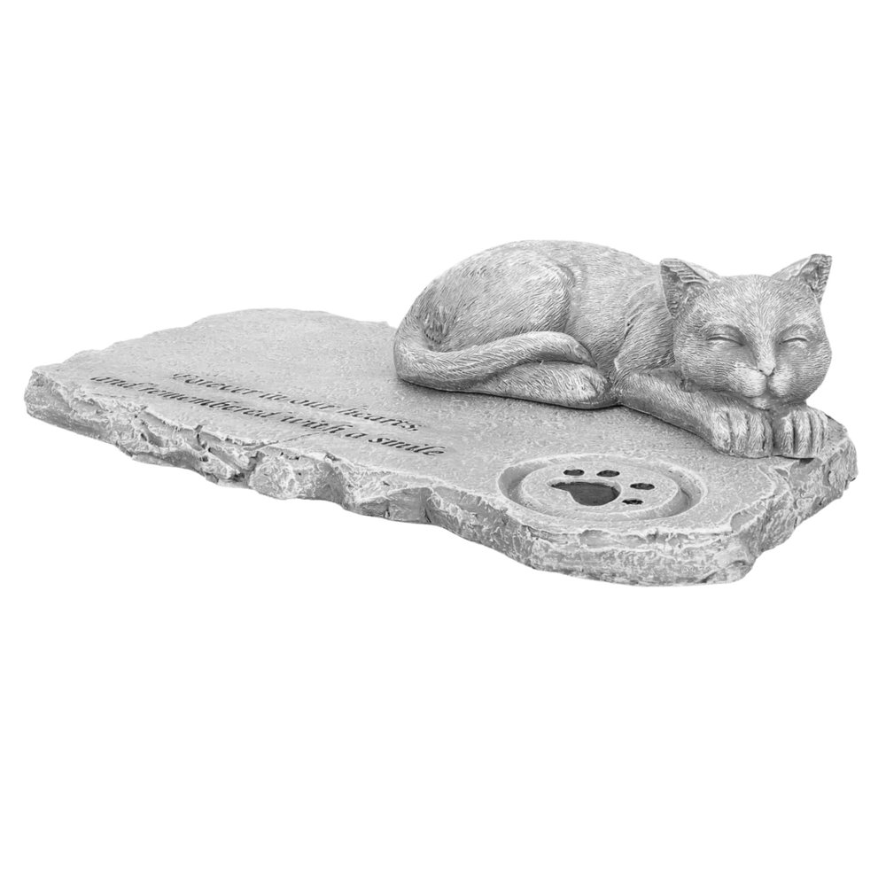 SEWOART Waterproof Cat Memorial Stone, Decorative Grave Marker for Cat Lovers and Beloved Pets