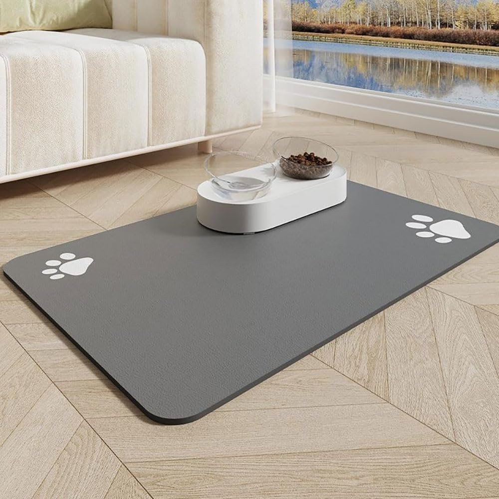 Pet Feeding Mat for Dogs and Cats (Gray-White, 30x40cm)