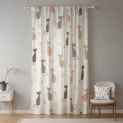 Cartoon Cat Curtain, 107 x 215 cm, 1 Panel
