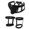 Men's Sexy Low-Rise Hollow Thong with Steel Ring, Leg Straps, Black, L view 4