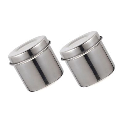 Stainless Steel Sample Jars, 2 Count, with Lids, Silver, Durable