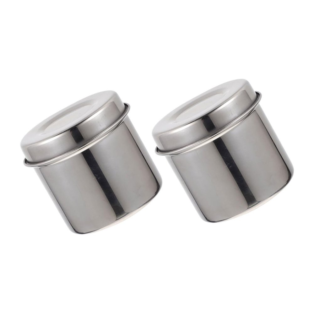Stainless Steel Sample Jars, 2 Count, with Lids, Silver, Durable