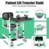 Transfer Chair for Seniors with Wheels, Hydraulic Patient Lift, Wheelchair and Commode Chair with 180° Split Seat, Height-Adjustable, Black view 4