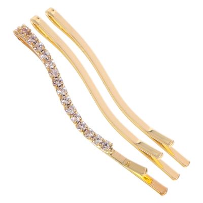 Holibanna 3-Pack Decorative Iron Hair Clips with Sparkling Rhinestones