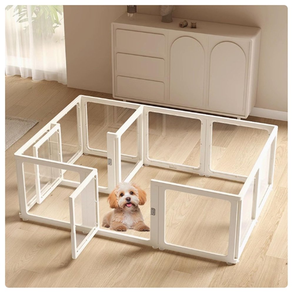 JUCCJUXIN Transparent Acrylic Dog Playpen, Indoor Pet Fence, Portable and Durable, H60CM, A-10 Panel