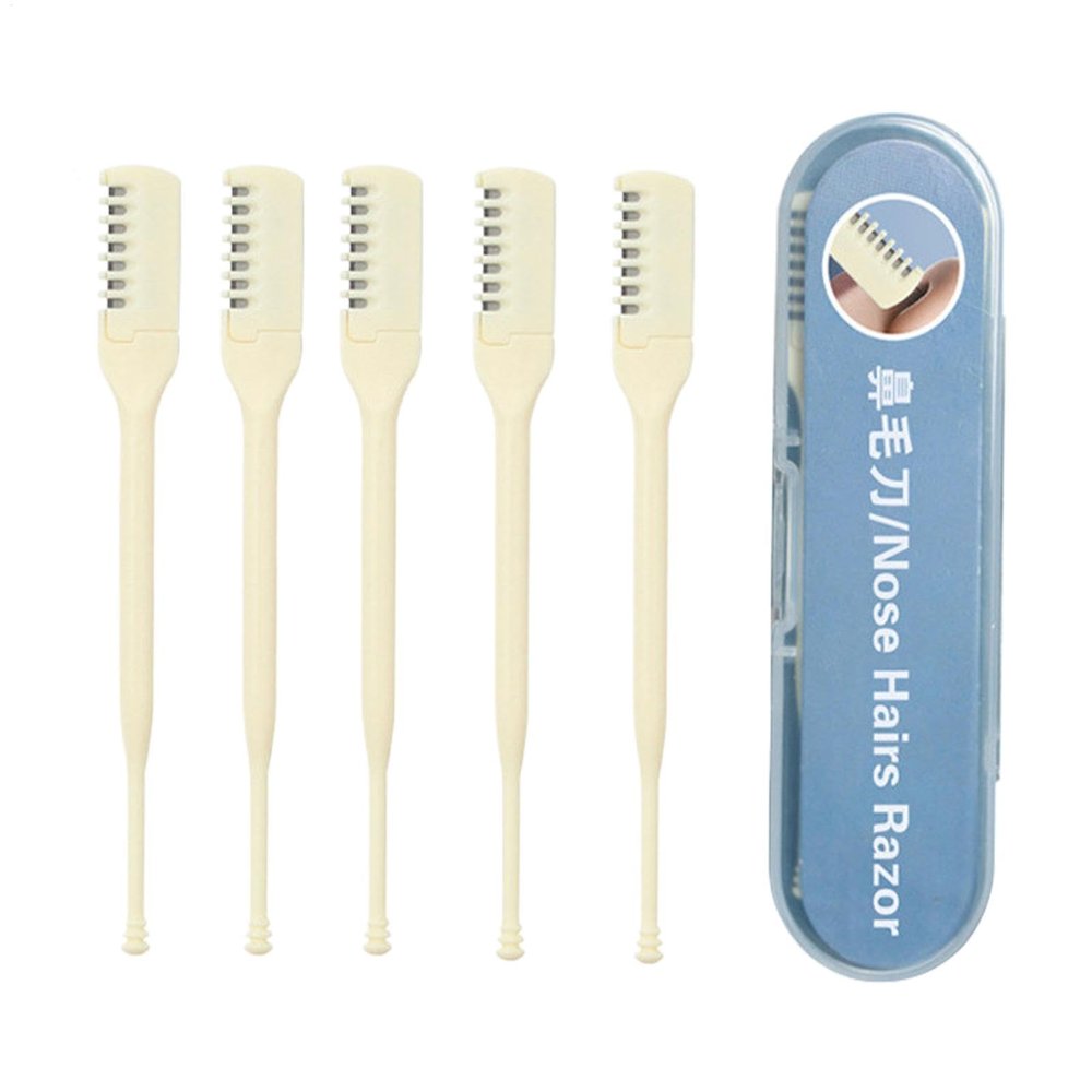 Manual Nose Hair Trimmer, 5-Piece Portable Double-Sided Shaver with Ear Hair Trimmer