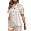 Women's Sexy Satin 2-Piece Sleepwear Set, Gold, XXXXXL view 1