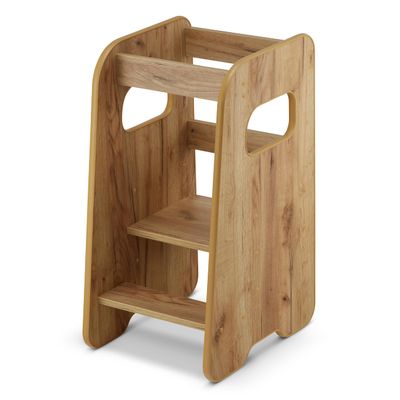 defiPad Montessori Learning Tower for Ages 1+, 3-Height Adjustable, Oak