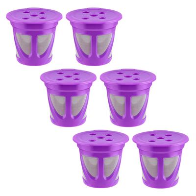 Uonlytech Reusable Plastic and Stainless Steel Coffee Capsules, 6-Pack, Purple, 58 mm