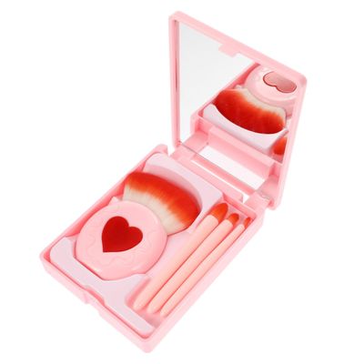 FRCOLOR Travel Makeup Brush Set with Built-In Mirror