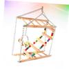 Happyyami Wooden Bird Toy, Small Swing Perch for Parrots and Rodents, Hanging Ladder with Iron Chain view 2