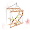 Happyyami Wooden Bird Toy, Small Swing Perch for Parrots and Rodents, Hanging Ladder with Iron Chain view 3