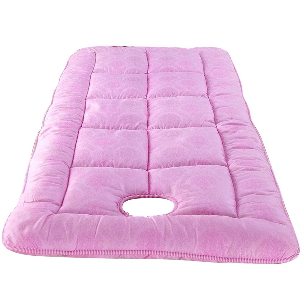 LDLCYCN Pink (H), 70 x 190 cm (S) Massage Table Pad, Thickened Breathable Salon Bed Cover with Face Hole and Elastic