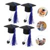 Kisangel 4-Pack Mini Graduation Caps for Kittens and Small Pets view 3