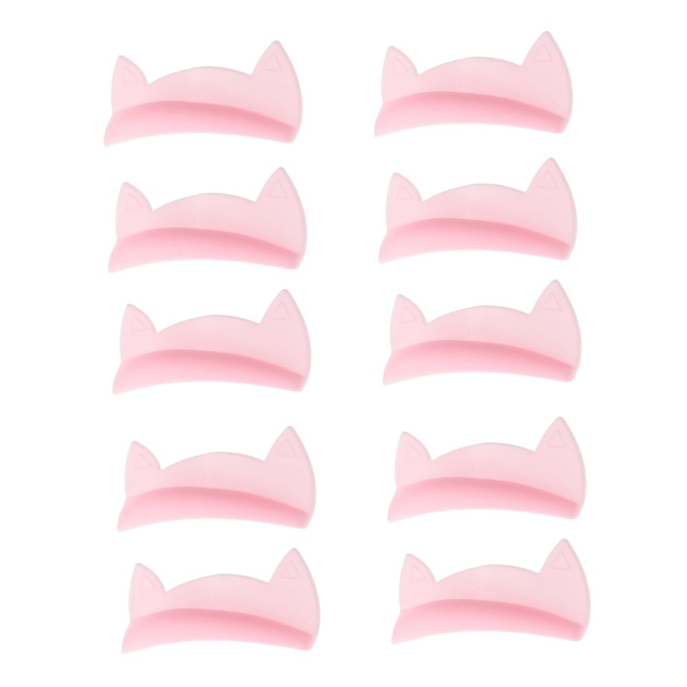 Healeved 5 Pairs Self-Adhesive Silicone Lash Lift Pads, Pink Cat-Ear Shape