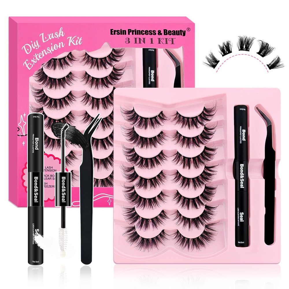 70-Piece Fluffy Cluster Lash Extension Kit with Bond & Seal, Remover and Tweezers