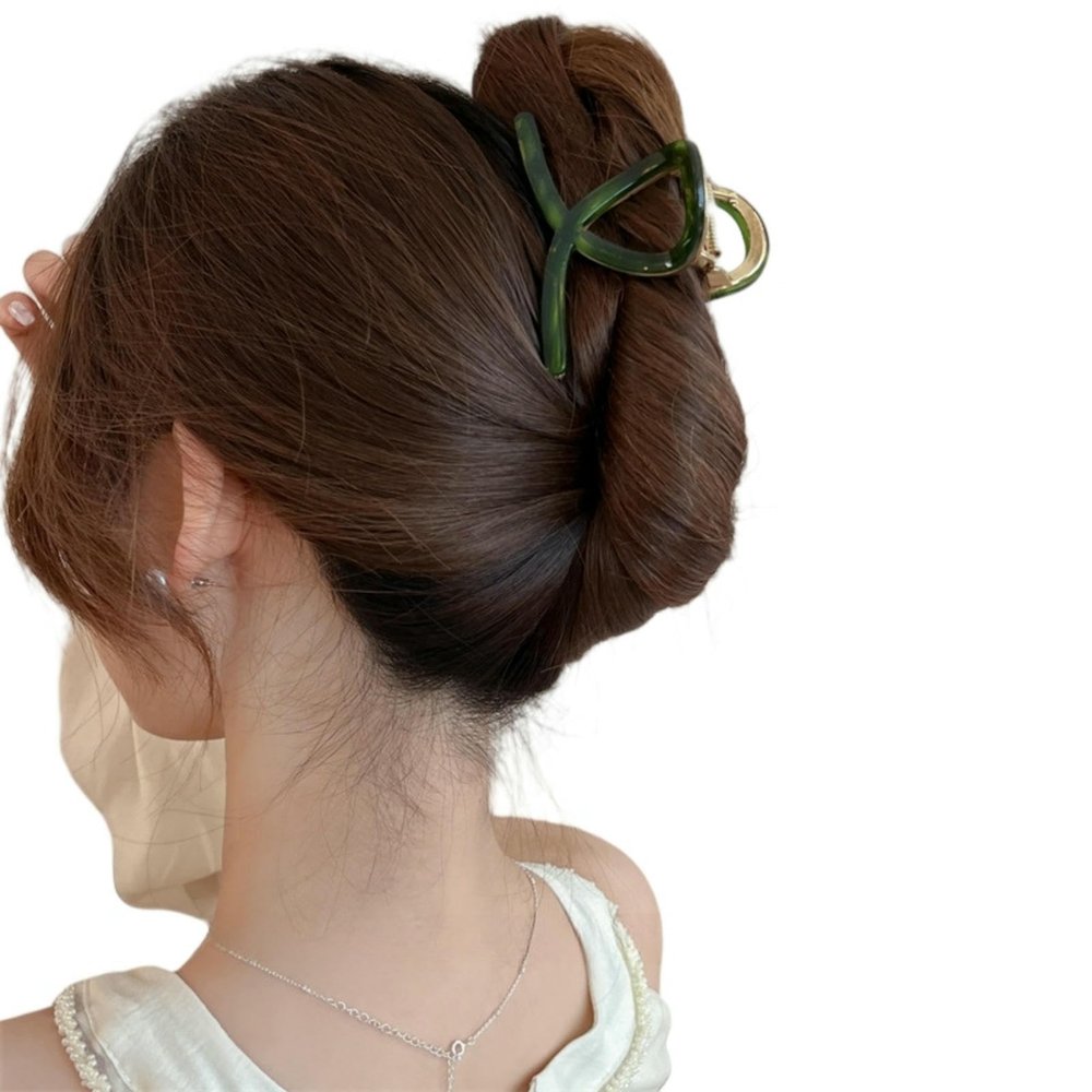SuChengSS Hair Claw Clips, 2-Piece Metal Hair Clips for Women, Medium Green Hair Accessories