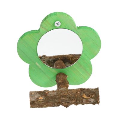 Happyyami Parrot Toy Mirror - Acrylic & Wood Flower Design