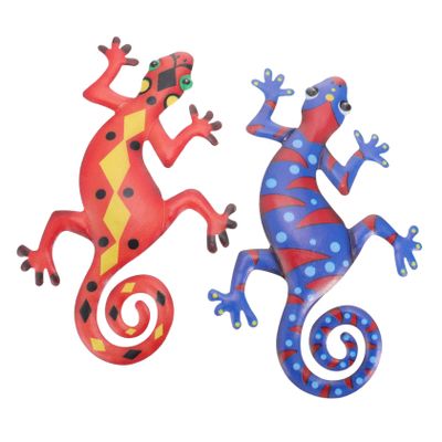 Happyyami 2-Piece Metal Gecko Hanging Ornament