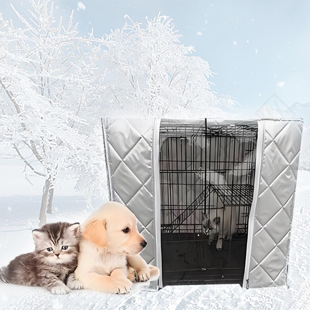 XLDZ Windproof Dog Crate Cover with Transparent Door and Ventilation Windows, for Warmth (85 x 60 x 70 cm)