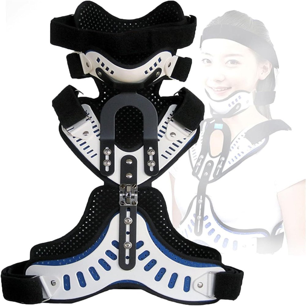 Head, Neck and Chest Orthosis, Cervicothoracic Support, U-Shaped Lumbar Support, Adjustable, Angle-Adjustable, Breathable, for Postoperative Neck Immobilization and Rehabilitation