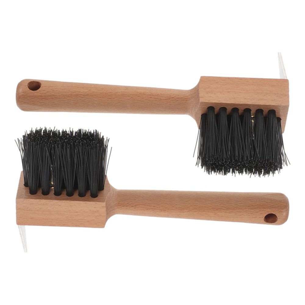 Hoof Brush, 2-Piece Horse Brush Set with Wooden Handle for Hoof Cleaning