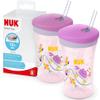 NUK Action Cup for Children, 2-Pack | 12+ Months | 230 ml | Twist Lid with Soft Straw | Leakproof | BPA-Free | Purple Crab view 1