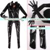 BESYFAY Women's Wetlook PVC Leather Catsuit with Zipper and Gloves view 3