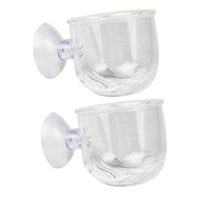 Happyyami Tropical Aquarium Red Glass Feeding Cups