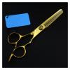 asdchZen Hair Cutting Scissors, 6-Inch Gold Hairdressing Scissors, Thinning Scissors, Texturizing Scissors view 4