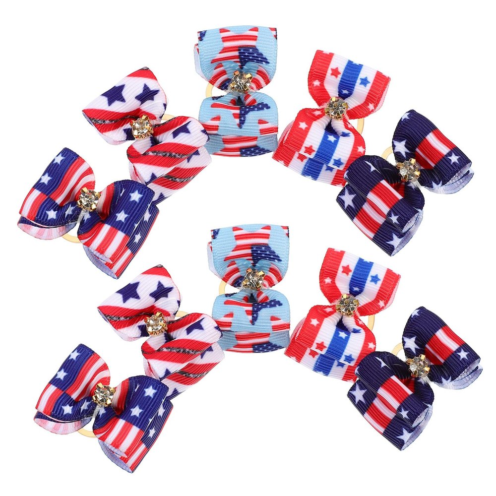 Sosoport Dog and Cat Hair Bows, Stylish Pet Accessories with Woven Ribbons in Graduated Colors