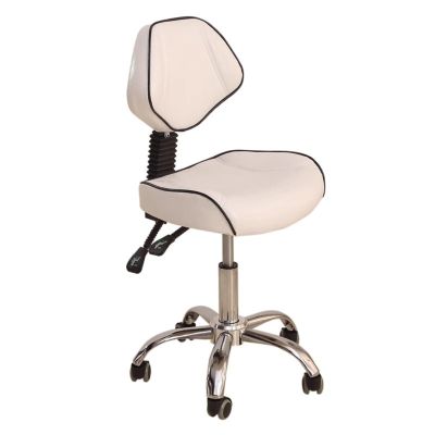 FXLUHAY Comfortable Salon Saddle Stool with High Backrest