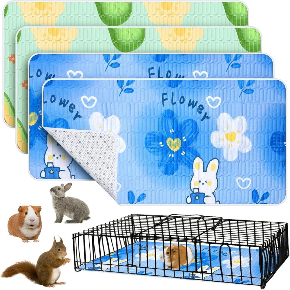 KWJTOY 4-Pack Washable Guinea Pig Cage Mats, Reusable, Waterproof, 80 x 115 cm