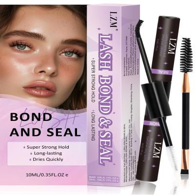 LZM Bond and Seal Lash Glue 2-in-1, Black, Waterproof, 5 ml + 5 ml