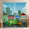 Homewish Garbage Truck Curtains for Boys and Girls, Light-Reducing Curtains, 2 Panels, 55" W x 69" L view 1