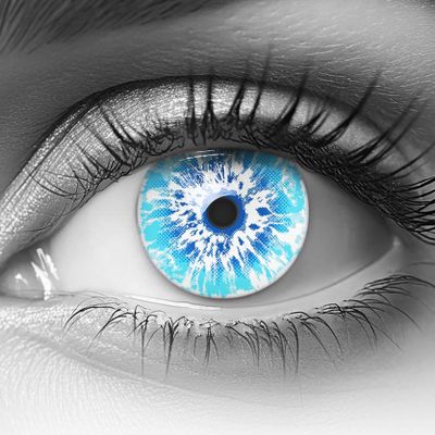 MERALENS ICE BLUE Colored Contact Lenses, Blue-White, 2 Count (1 Pair), Plano