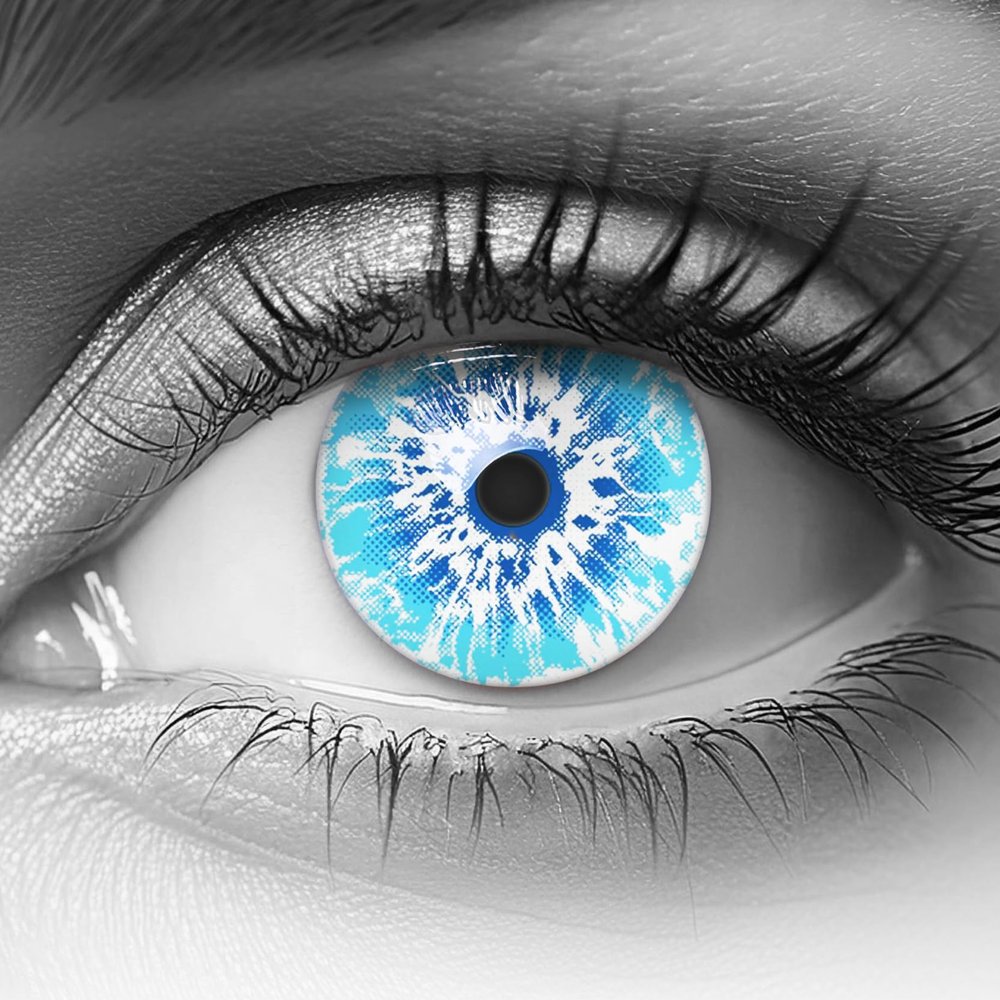 MERALENS ICE BLUE Colored Contact Lenses, Blue-White, 2 Count (1 Pair), Plano