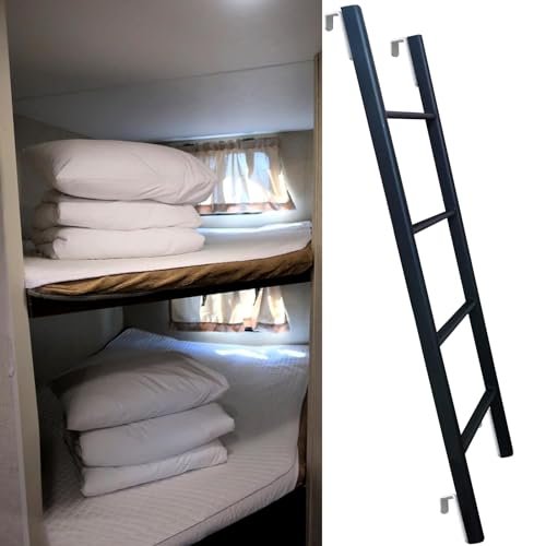 UOGJYARN Replacement Ladder for Metal Beds, Bunk Bed Ladder with 4/5 Steps and Wall-Mounted Hooks, Indoor Ladder for Bunk Beds, Multifunctional Straight Ladder for Loft Beds and Sleeper Beds