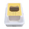 Stainless Steel Cat Litter Box with Front and Top Entry, White and Yellow view 1