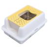 Stainless Steel Cat Litter Box with Front and Top Entry, White and Yellow view 2