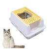 Stainless Steel Cat Litter Box with Front and Top Entry, White and Yellow view 3